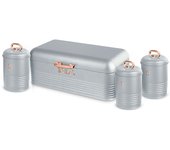 Panera de mesa +juego 3 botes cocina almacenaje acero inoxidable contenedor de pan con tapa, berlinger haus, inox/oro rosado, , moonlight