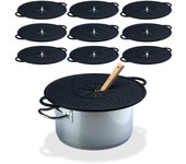 10 tapas antisalpicaduras, vaporera silicona, salvamanteles para ollas, resistente al calor, 30 cm, negro