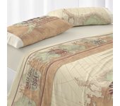Juego de sábanas burrito blanco diseño 101 , 50% algodón- 50% poliéster ancho de 90 cm en color tierra