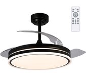 Ventilador de techo led aspas plegables moss negro 72w 7920lm cct intensidad regulable con mando a distancia