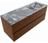 Mondiaz vica dlux 130cm mueble de baño color rust con 4 cajones. con lavabo cloud derecho sin orificios color lava