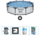 Paquete de piscina - bestway - alrededor - 305x305x76 cm + accesorios cb72