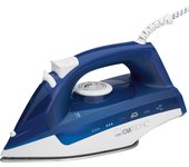 Plancha ropa vapor, suela cerámica, 7 funciones, 34 boquillas vapor, termostato, cable 360º, clatronic, blanco/azul, db 3704 2200