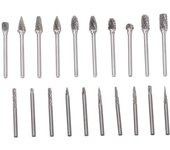 20 brocas tungsteno, doble corte, tallado/perforación, vástago 1/8.