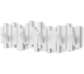 Perchero de pared moderno con diseño de teclas de piano y 5 ganchos plegables, color blanco