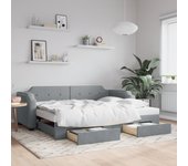 Sofá cama nido y cajones gris claro tela 90x190 cm