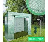 Invernadero de jardín - invernadero de balcón - cobertizo de jardín con cubierta blanda - 200 x 80 x 170 cm, cubierta translúcida verde
