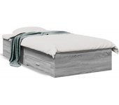 Cama para adulto | cama individual | cama con cajones madera ingeniería gris sonoma 90x200 cm cfw805869