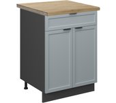 Vicco mueble bajo de cocina fame-line, azul claro-gris, 60 cm con cajón, et roble