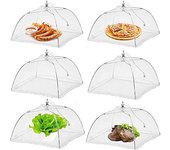 Paquete de 6 cubiertas emergentes de malla para alimentos-cubiertas plegables de malla para alimentos con diseño de paraguas-38cm/14 pulgadas