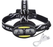 Linterna frontal led superbrillante para exteriores, impermeable, con sensor cob, recargable t6, ideal para acampar, correr, pescar al aire libre.