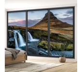 Papel pintado panorámico trampantojo ventanal - cascadas