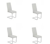 Pack de 4 sillas tapizadas en símil piel gris claro con pata de tubo ovalado en acabado cromo, medidas 46x54x110 cm