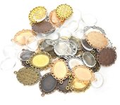 Bandejas para colgantes de joyas, collares y colgantes de bricolaje con accesorios de vidrio para hacer joyas