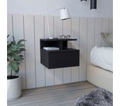 Mesa de noche flotante adele, con estante abierto y 1 cajón , 29.5 cm x 35.6 cm x 33.6 cm , negro
