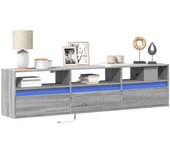 Mueble tv de pared con led sonoma gris 180x31x45 cm