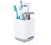 Soporte para cepillo de dientes, soporte para cepillo de dientes eléctrico, soporte extraíble para pasta de dientes, con orificio de drenaje, gris