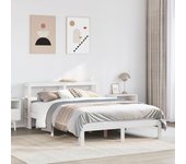 Estructura de cama y cabecero sin colchón blanco 135x190 cm