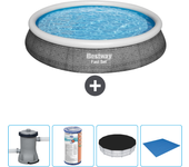 Paquete de piscina - bestway - alrededor - 396x396x84 cm + accesorios cb52