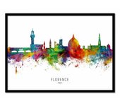 Art-poster - florence italy skyline (colored version) - michael tompsett - con marco negro 30 x 40 cm