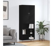 Aparador alto | aparador de comedor | armario de cocina madera contrachapada negro 69,5x34x180 cm cfw58020