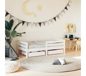 Estructura de cama infantil con cajones madera maciza de pino blanco 70x140 cm