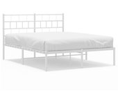 Cama matrimonial | cama para adultos | estructura de cama de metal con cabecero blanca 135x190 cm cfw494062