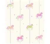 Papel pintado pared carrusel rosa - carousel white fine decor - rollo de 10 m x 0,53 m