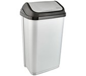 Cubo de basura con tapa basculante, 50 l, swantje, plateado