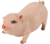 Figura de cerdo de resina realista y exquisita de 26 cm para decoración de interiores y exteriores, aplicable al jardín (rosa)