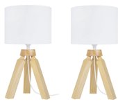 Lámpara de noche tosel gaby (lot 2 pcs) tela trípode natural d16 x h24 cm