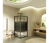 Mampara de ducha moments of glass diana 70x75x180 cm con puertas correderas, perfiles negros y cristal con lineas negras
