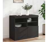Aparador | aparador de comedor | armario de cocina con luces led negro 81x37x67 cm cfw24188