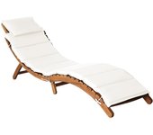2 piezas tumbona de jardín | tumbona de exterior | silla s con cojines madera maciza acacia blanco crema cfw601523