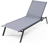 Costway tumbona jardin exterior, tumbona reclinable de 6 posiciones, marco metálico, tejido de secado rápido, tumbona playa piscina jardin exterior