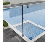 Imex - ducha piscina exterior acero s.316 | ducha terraza exterior con rociador tubular 80mm | outdoor shower para jardin | serie pool gris cobalto