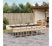Conjunto de comedor de jardín vidaxl de 13 piezas en beige con cojines