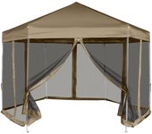 Carpa hexagonal y paredes laterales 3,6x3,1 m topo 220g/m2