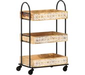 Carro de cocina 3 niveles 46x30x76 cm madera de mango
