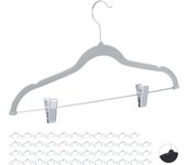 Relaxdays pack de 48 perchas ropa con pinzas y giro de 360º, metal, gris, 43 cm