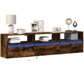 Maison exclusive - mueble de tv de pared con led roble ahumado 180x31x45 cm