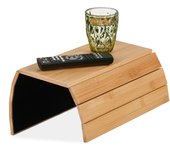 Relaxdays bandeja flexible para reposabrazos, bambú, para apoyabrazos de sillón y sofá, 43,5 x 33 cm, bebidas, natural