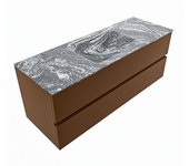 Mondiaz vica dlux 130cm mueble de baño color rust con 2 cajones. con lavabo cloud centro 1 orificio color lava