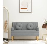 Banco con cojines gris claro tela 113x64,5x75,5 cm