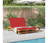Vidaxl tumbona doble con ruedas y cojín de madera de acacia maciza