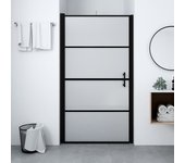 Puerta de ducha de cristal templado esmerilado 100x178 cm negro