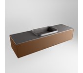 Mondiaz erin 150cm mueble de baño color rust con 1 cajón. con lavabo ridge centro sin orificios color dark grey