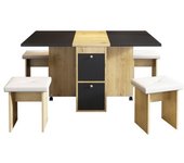 Conjunto de comedor (con mesa y 4 sillas), mesa de comedor plegable, 120×80×75 cm