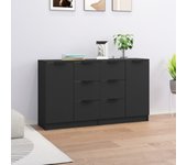 Aparador 2 piezas | aparador de comedor | armario de cocina madera contrachapada negro 60x30x70 cm cfw13101