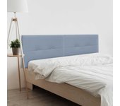 Dhome cabecero de lino natural dual con botones dividido en 2 piezas cabezal tapizado cama dormitorio moderno top trending (azul, 190cm)